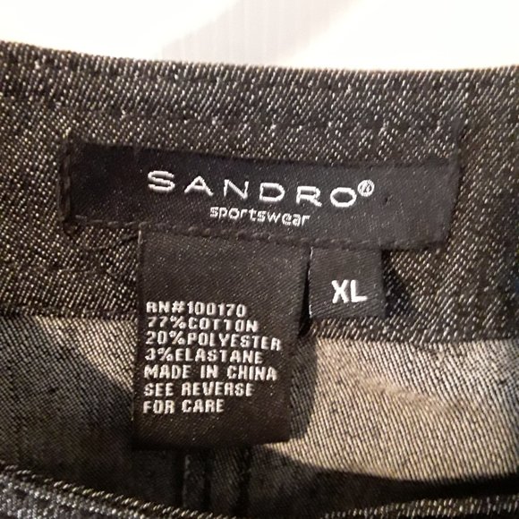 EUC Sandro Sportswear Lightweight Chambray Black Bell Sleeved Cropped Jacket XL - Picture 3 of 4